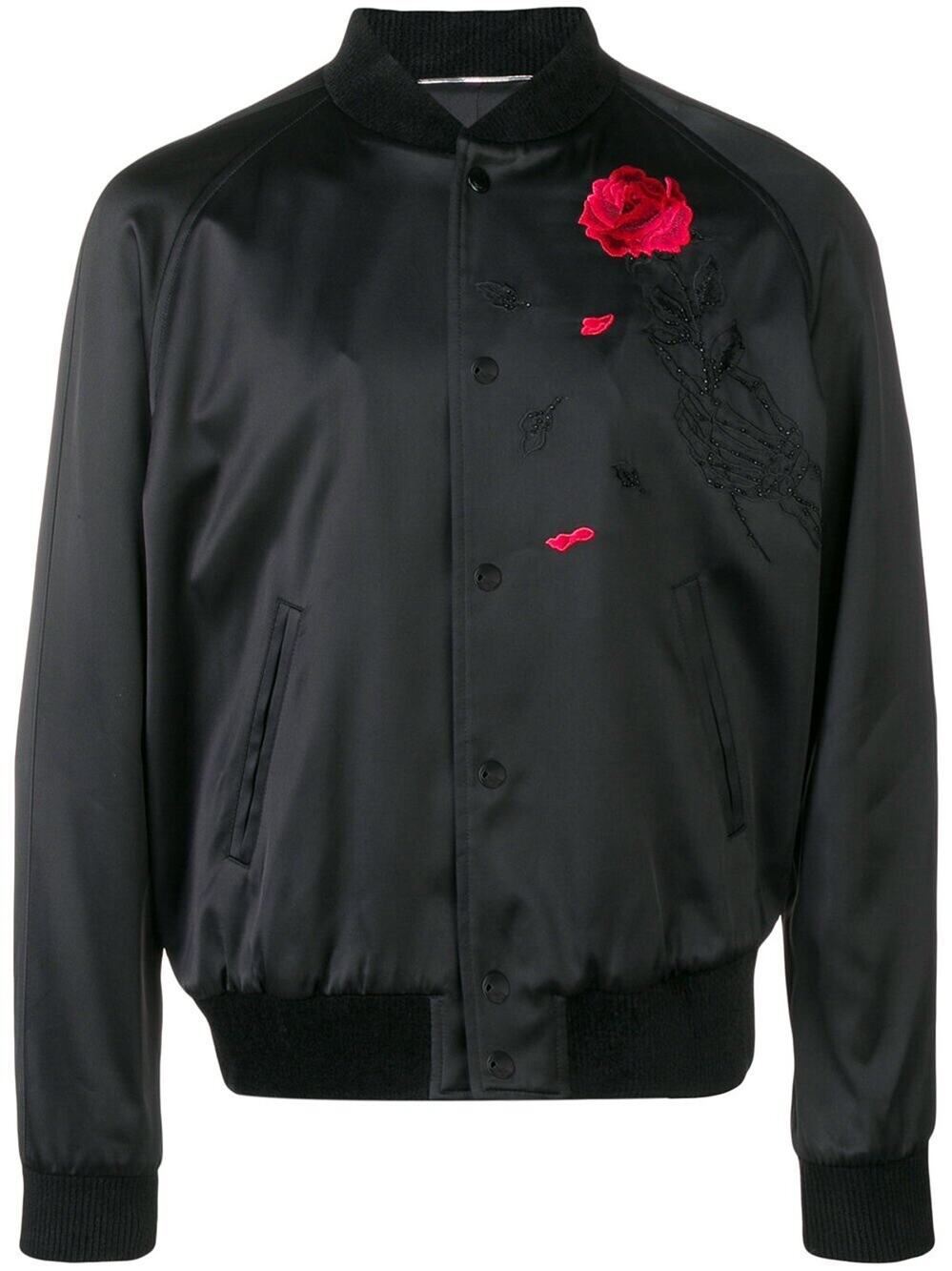 New With Tags Saint Laurent Rose Embroidered Bomber Jacket Sz 52EU/42US $3690.00